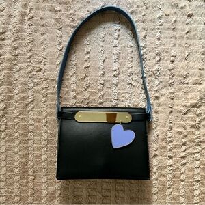 $1425 EDIE PARKER Candy Black Leather Shoulder Bag Accordion Clutch. Convertible